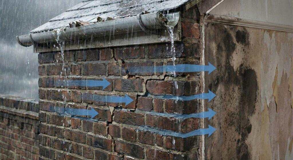 Cracked render causing penetrating damp
