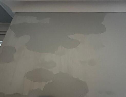 Salt contamination damage on chimney breast ceiling