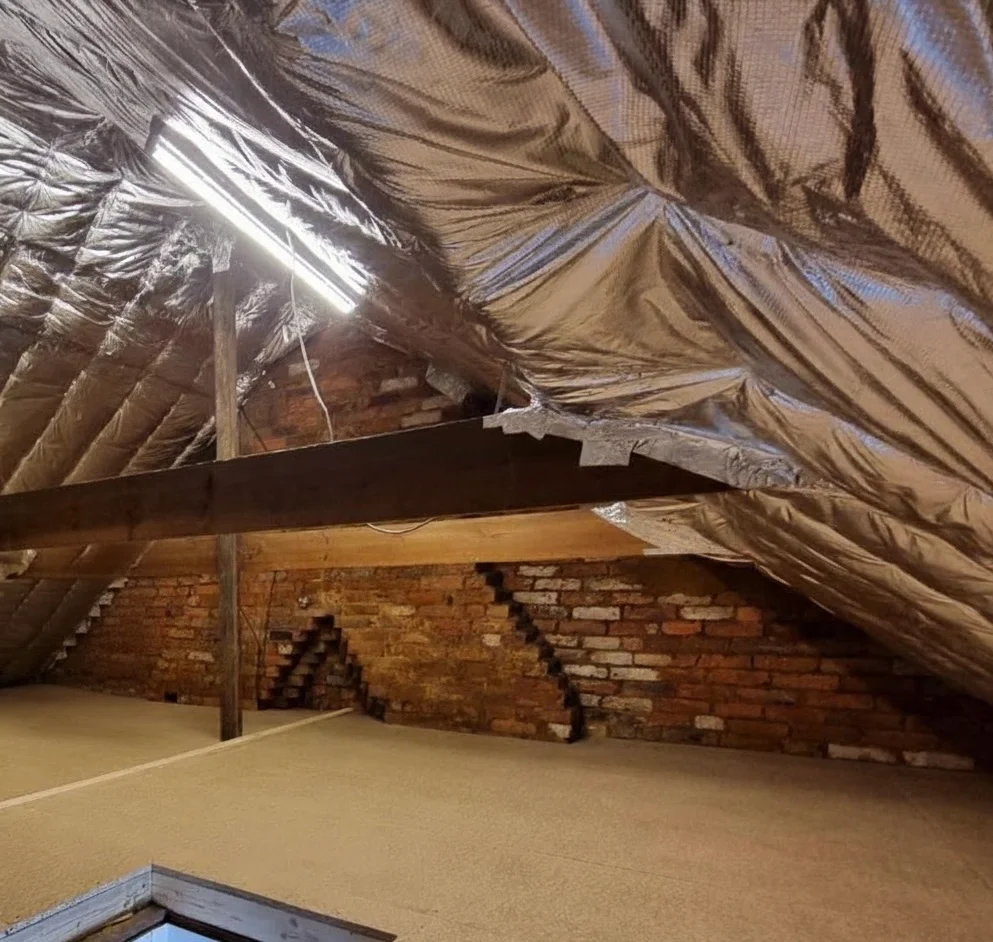SuperFoil multifoil insulation installed across loft rafters