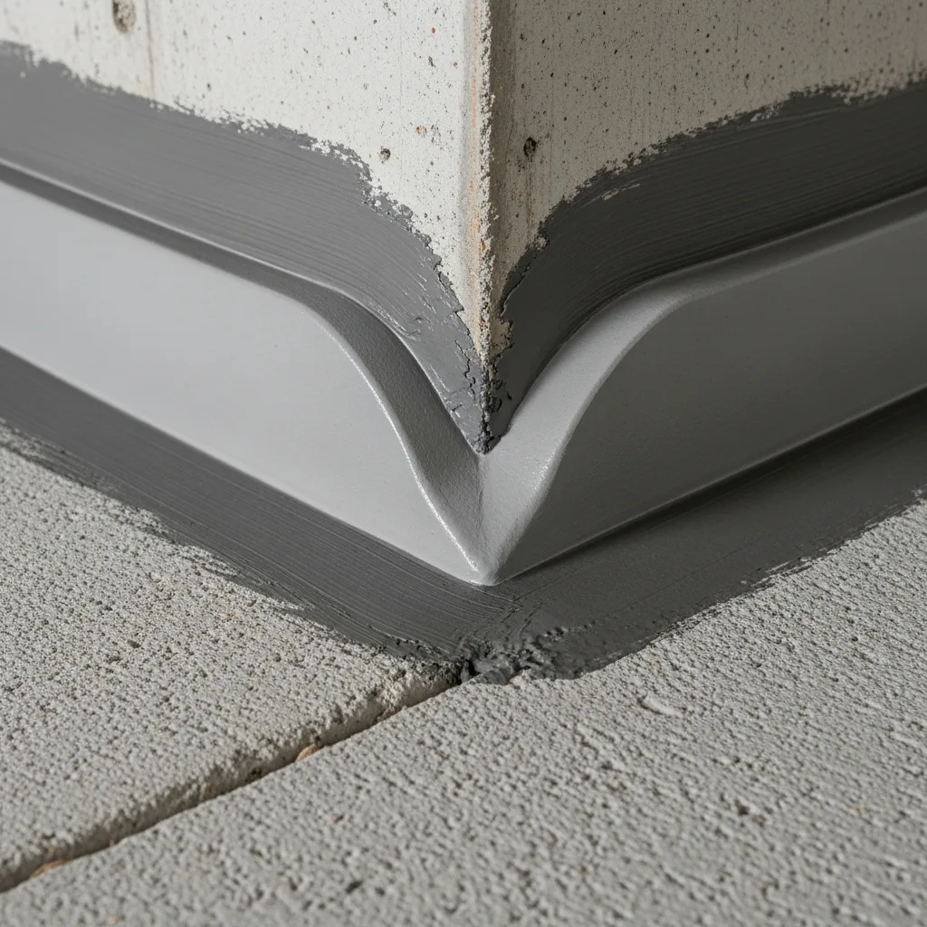 Fillet seal detail at floor wall junction